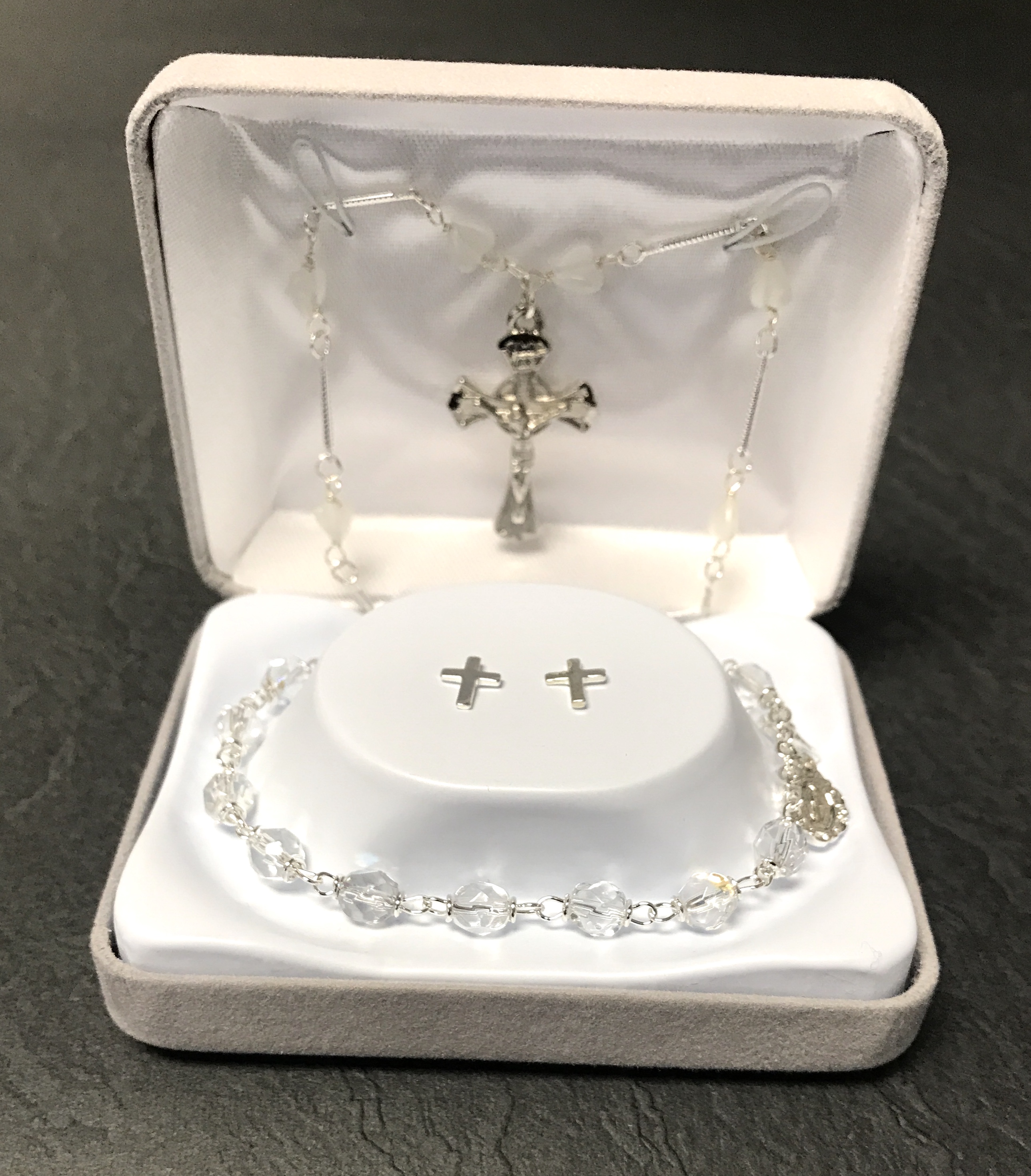 6mm CRYSTAL AB FC BRACELET,NECKLACE EARRING SET GIFT BOXED