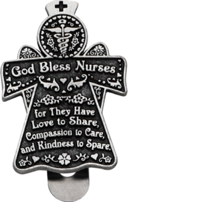 God Bless Nurses Angel Visor Clip Carded