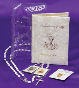 Pearl Marian Children's Mass Book White Pearl First Communion Wallet Set Girl