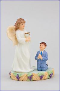 5.5in RESIN ANGEL WITH FIRST COMMUNION BOY