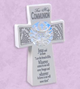 7in RESIN FIRST COMMUNION CROSS WITH LIGHT