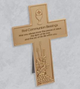 8.5 in GOLD RESIN FIRST COMMUNION CROSS