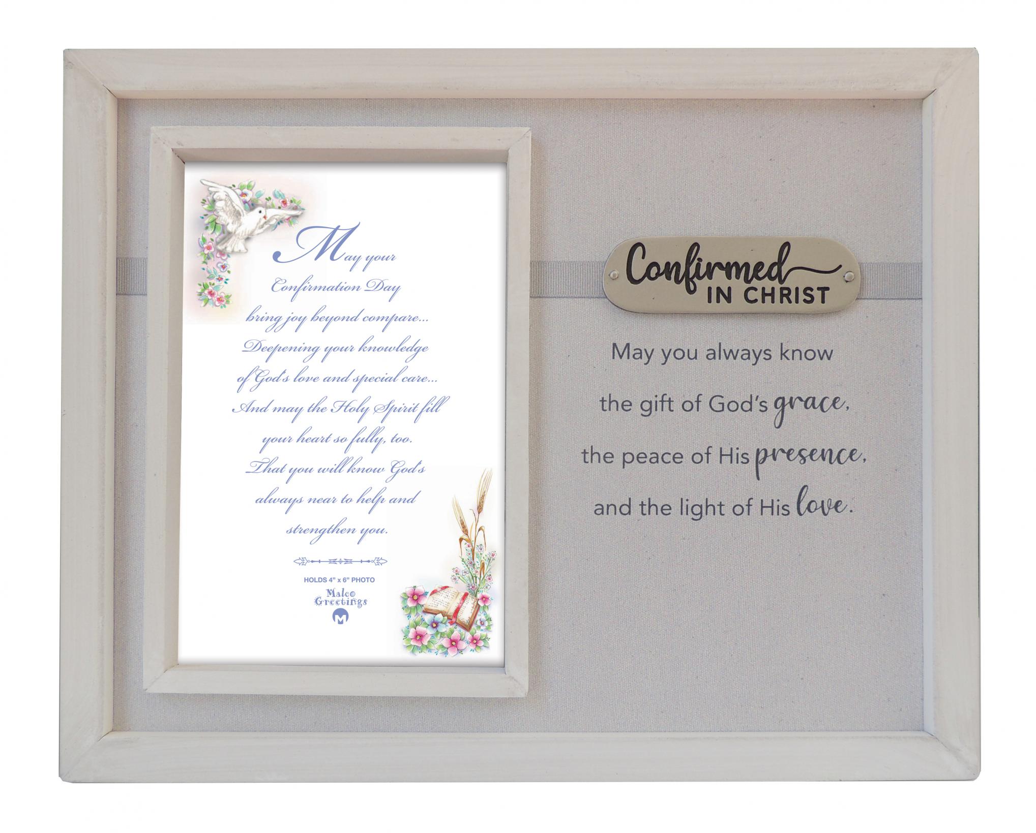 8in x10in Wood Confirmation frame w/brass plate can be personalized - hold 4in x6in photo