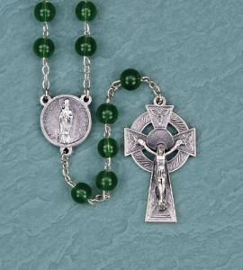 8 mm Irish Emerald Glass Rosary