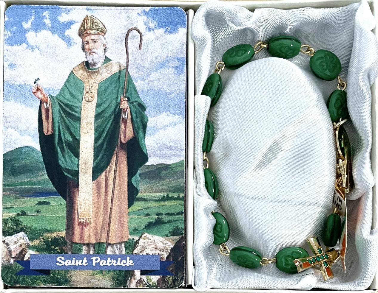 Shamrock Rosary Bracelet Boxed