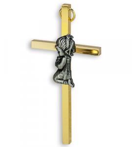 4in BRASS/PEWTER PRAYNG GIRL CROSS