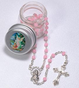 PINK ROSARY IN GUARDIAN ANGEL BOX