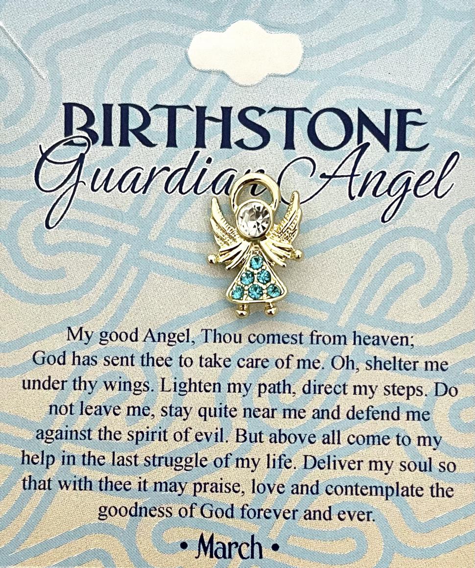 Austrian Crystal Birthstone Angel Pin March
