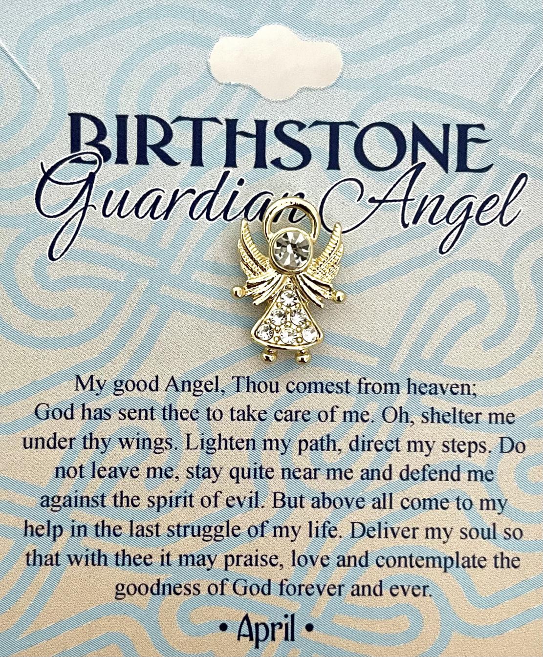 Austrian Crystal Birthstone Angel Pin April