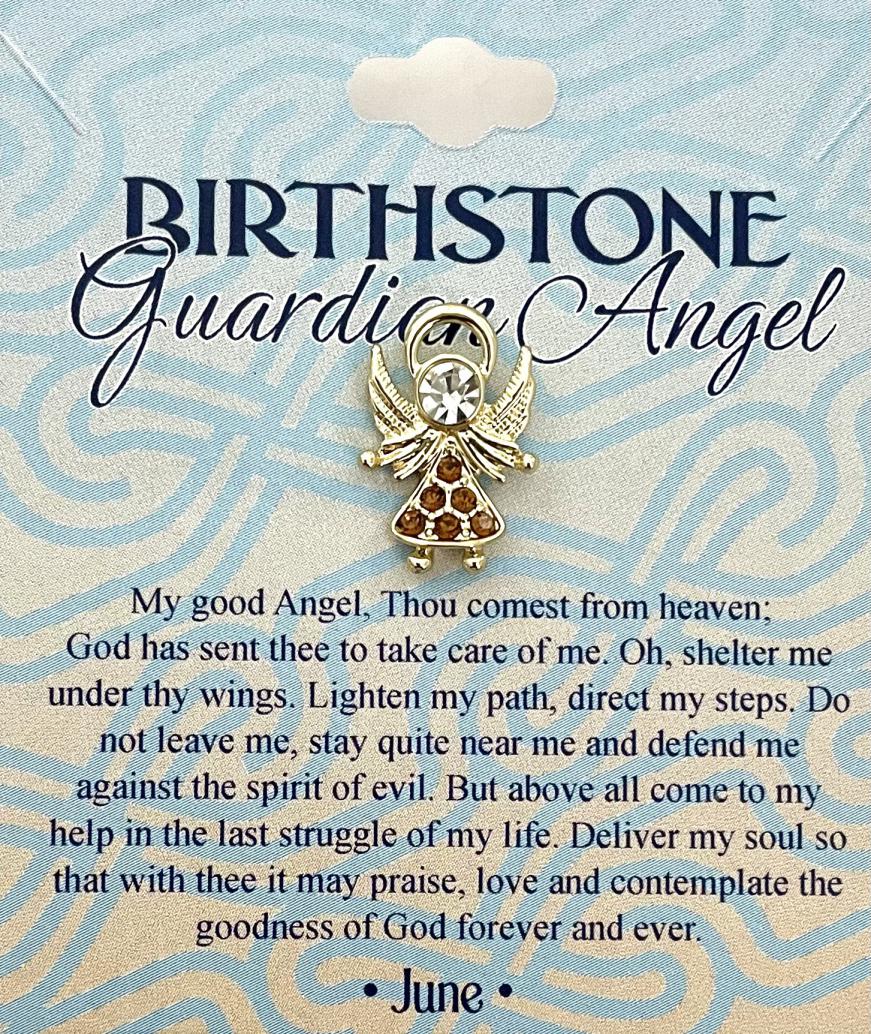 Austrian Crystal Birthstone Angel Pin June