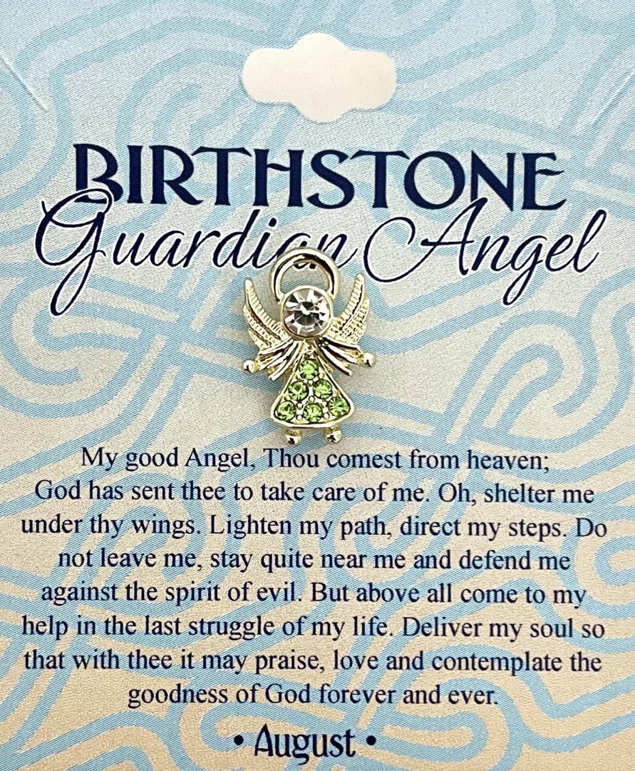 Austrian Crystal Birthstone Angel Pin August