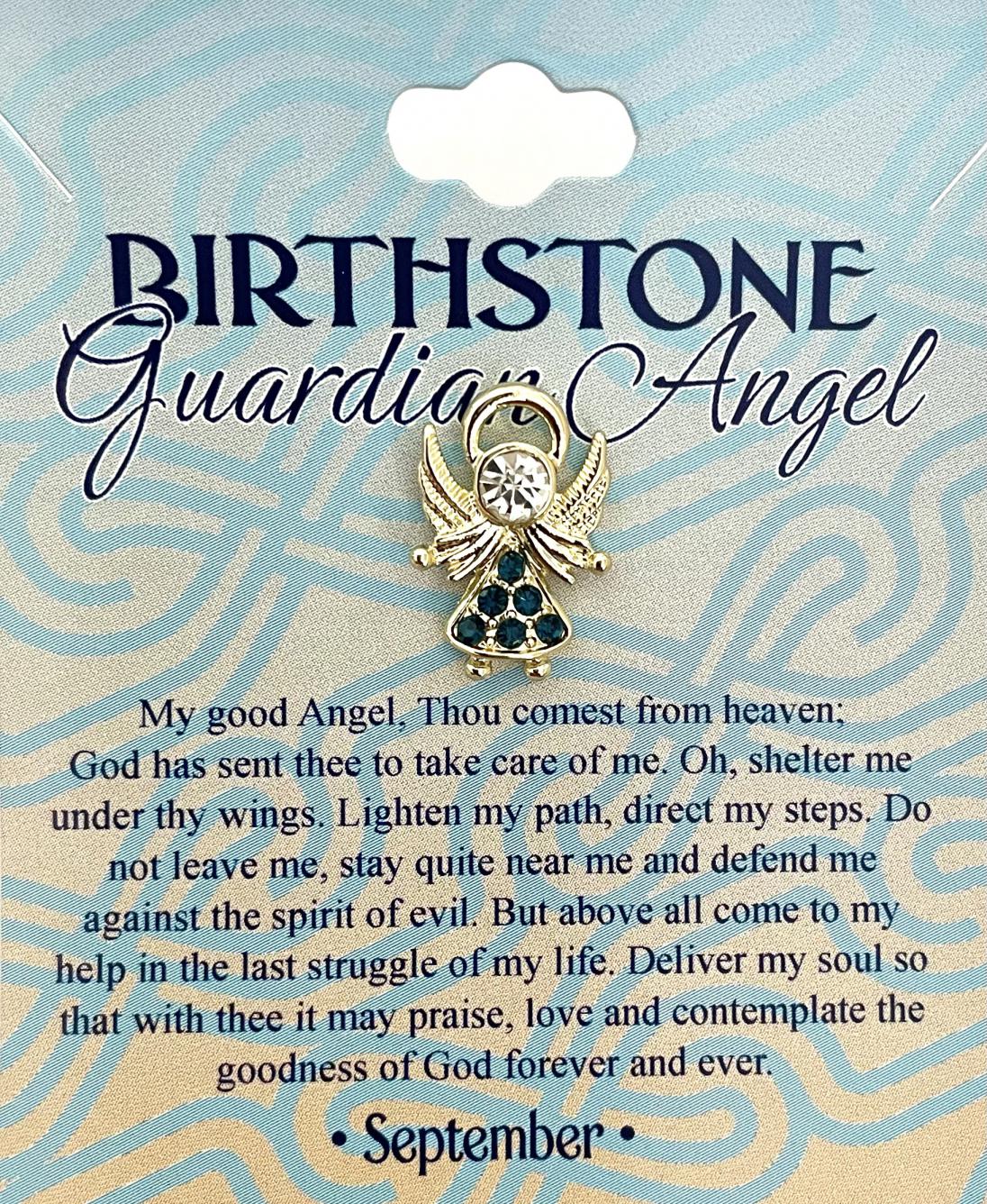 Austrian Crystal Birthstone Angel Pin September