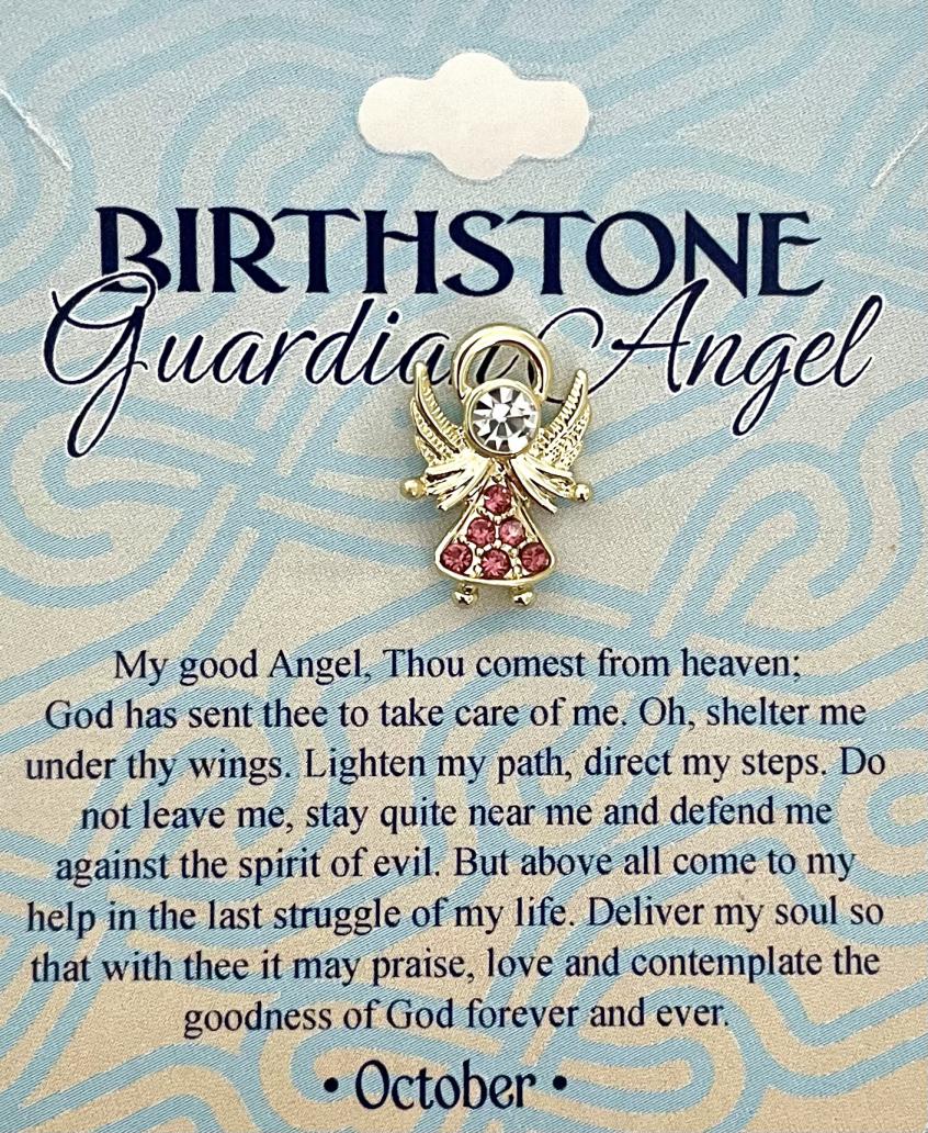 Austrian Crystal Birthstone Angel Pin October