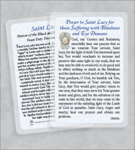 ST LUCY/ EYE DISEASES LAMINATED HEALING PRAYER CARD