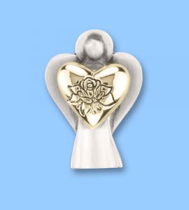 Forever In My Heart Gold Angel Pin