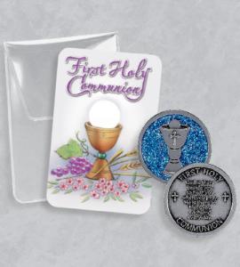 BRIGHT FINISH COMMUNION TOKEN WITH CHALICE