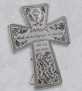 5in SPONSOR STANDING CROSS WITH MESSAGE GIFT BOXED
