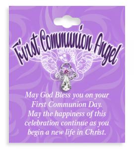 First Communion Angel Crystal Lapel Pin