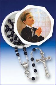 5 mm Black Rosary In Keepsake Box - Fincher-Boy 5 mm Black Rosary In Keepsake Box - Fincher-Boy