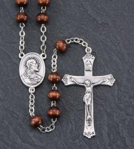 7 mm Brown Wood Loc-Link Rosary with Romagna Center And Crucifix