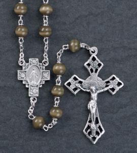 6 mm Round Brown Cats Eye Romagna Center & Crucifix Rosary
