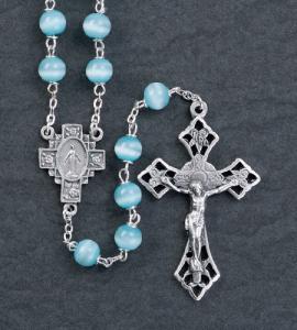 6 mm Round Turquoise Cats Eye Romagna Center & Crucifix Rosary