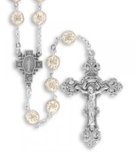 8 mm Silver Filigried Bead Rosary Gift Boxed