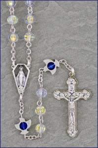 6MM CRYSTAL AB ROSARY W/ DOVE OUR FATHER BEADS