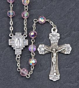 6 mm Round Rose Tin Cut Ab Rosary