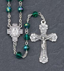 6 mm Round Emerald Tin Cut Ab Rosary