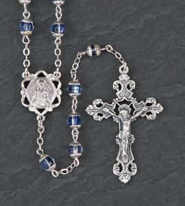 5 mm Lt Sapphire Glass Double Capped Romagna Rosary