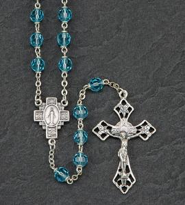 6mm AQUA TIN CUT AUSTRIAN CRYSTAL ROMAGNA ROSARY