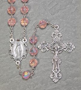 8mm PINK TIN CUT ROMAGNA ROSARY BOXED