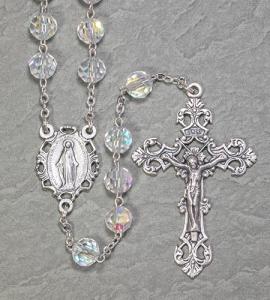 8mm CRYSTAL TIN CUT ROMAGNA ROSARY BOXED