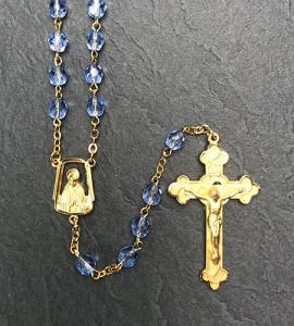 6mm SAPPHIRE ON GOLD HAND ENGRAVED ROSARY