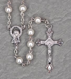 6 mm Pearl Glass Rosary