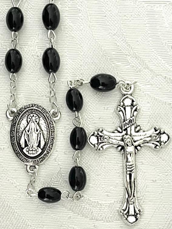 8x6mm BLACK ONYX ROSARY. GIFT BOXED 8x6mm BLACK ONYX ROSARY. GIFT BOXED