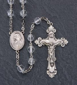 7mm ROUND CRYSTAL TIN CUT ALL STERLING SILVER EXCELSIOR ROSARY