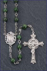 6mm ROUND JADE GEMSTONE ALL STERLING SILVER EXCELSIOR ROSARY