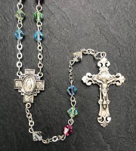 6mm RONDELLE MULTI AB SWAROVSKI ALL STERLING EXCELSIOR ROSARY