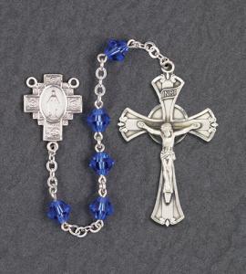 7mm RONDELLE SAPPHIRE SWAROVSKI ALL STERLING EXCELSIOR ROSARY