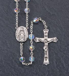 7mm ROUND CRYSTAL AB SWAROVSKI ALL STERLING EXCELSIOR ROSARY