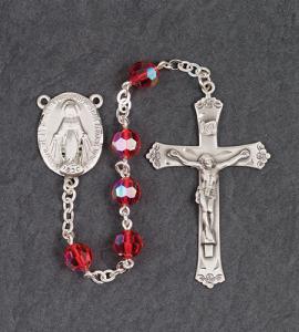 7mm ROUND RUBY AB SWAROVSKI ALL STERLING EXCELSIOR ROSARY