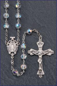 7mm ROUND SWAROVSKI CRYSTAL AB DOUBLE CAPPED ALL STERLING ROSARY