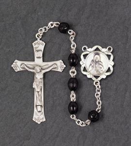 5x7mm OVAL BLACK COCO ALL STERLING EXCELSIOR ROSARY