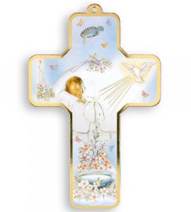 5in WOOD BAPTISMAL CROSS - BABY