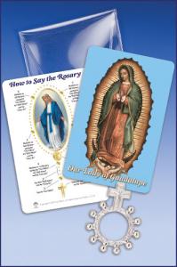 Our Lady of Guadalupe Prayercard with Rosary Ring