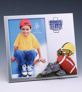 4x6in FOOTBALL MATTE SILVER AND RESIN PHOTO FRAME