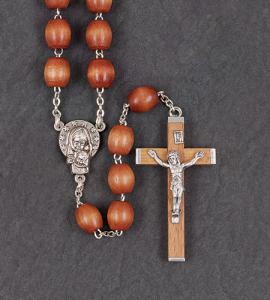 12 mm Oval Brown Wood Family Rosary 30 in Length