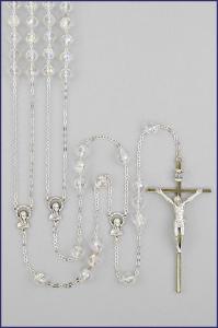 10mm CRYSTAL/GOLD LASSO ROSARY 49in LENGTH